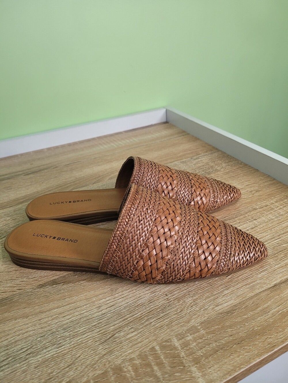 Lucky Brand Byanci Woven Slip On Mules NWOT 10 Boho Neutral Casual